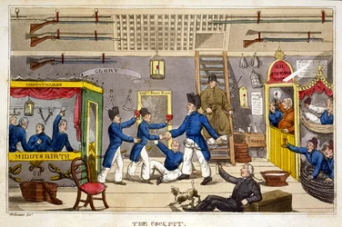 Das Cockpit, Tafel aus „Die Abenteuer des Johnny Newcome in der Marine“ von John Mitford, 1818